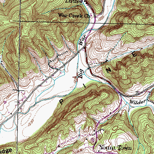 Topographic Map of Wilder Branch, TN
