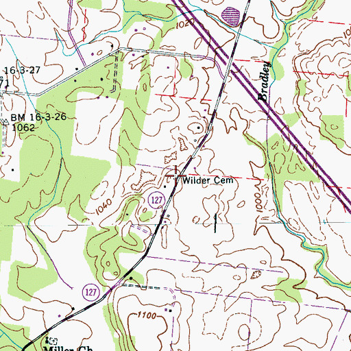 Topographic Map of Wilder Cemetery, TN