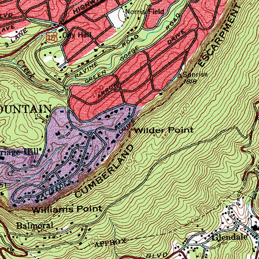 Topographic Map of Wilder Point, TN