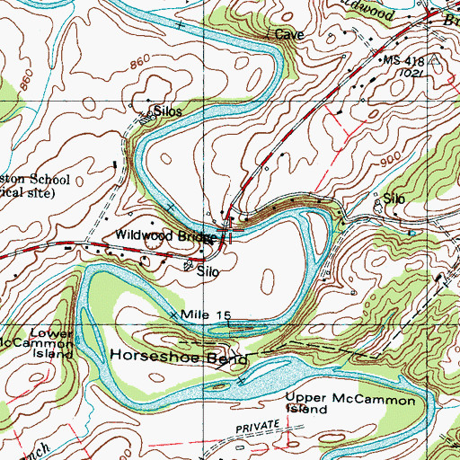 Topographic Map of Wildwood Bridge, TN