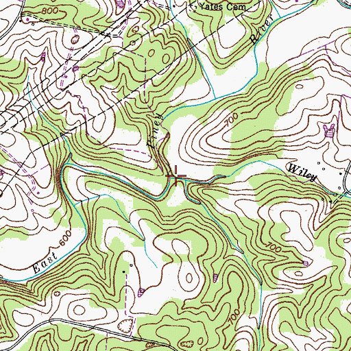 Topographic Map of Wiley Branch, TN