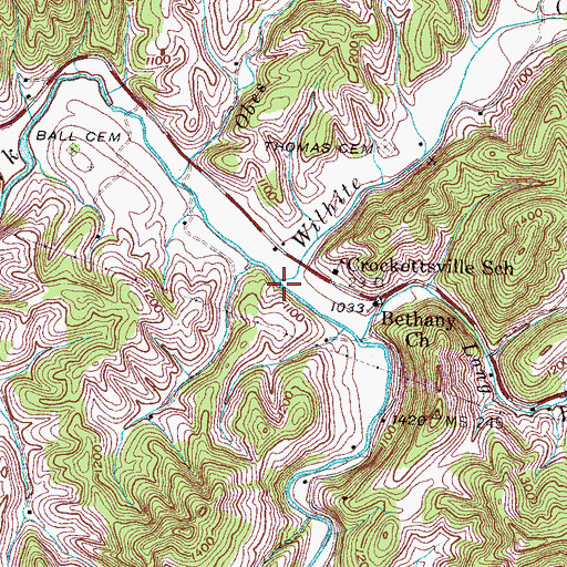 Topographic Map of Wilhite Creek, TN