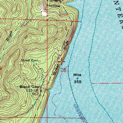 Topographic Map of Street Bluff, AL