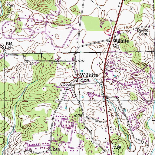 Topographic Map of Wilhite School, TN