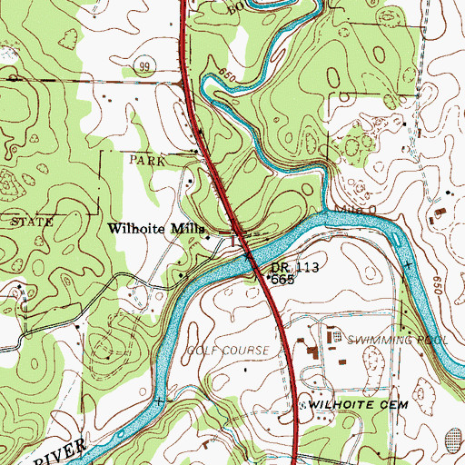 Topographic Map of Wilhoite Mills, TN