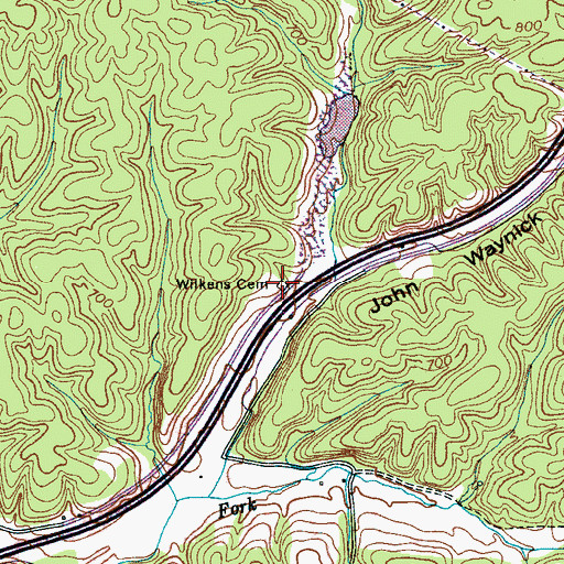 Topographic Map of Wilkens Cemetery, TN