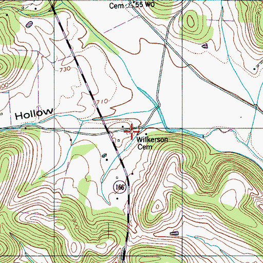 Topographic Map of Wilkerson Cemetery, TN