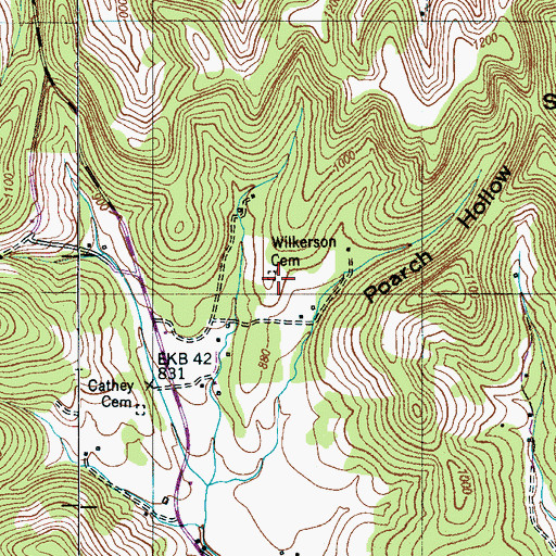 Topographic Map of Wilkerson Cemetery, TN