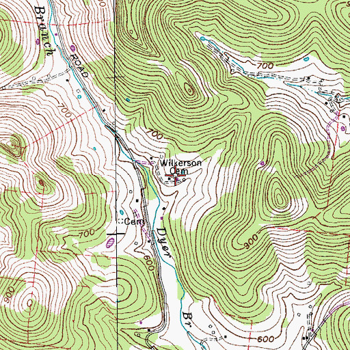 Topographic Map of Wilkerson Cemetery, TN