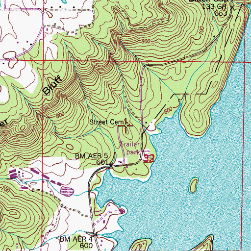 Topographic Map of Street Cemetery, AL