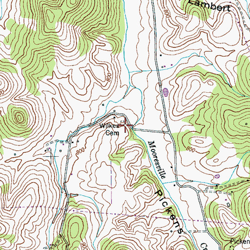Topographic Map of Wilkes Cemetery, TN