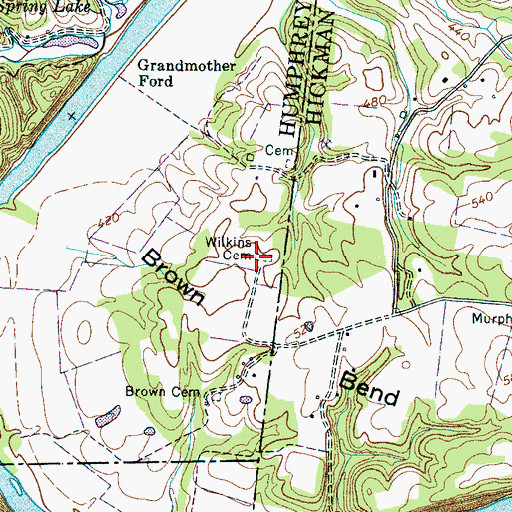 Topographic Map of Wilkins Cemetery, TN