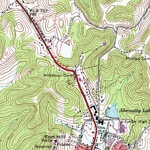 Topographic Map of Wilkinson Cemetery, TN