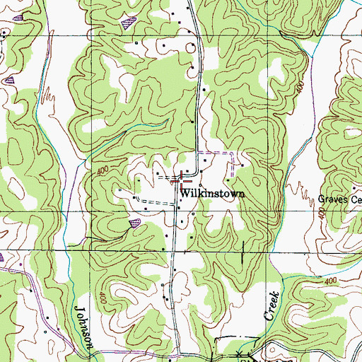 Topographic Map of Wilkinstown, TN