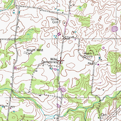Topographic Map of Wilks Cemeteries, TN