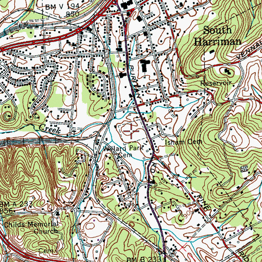 Topographic Map of Willard Park Cemetery, TN