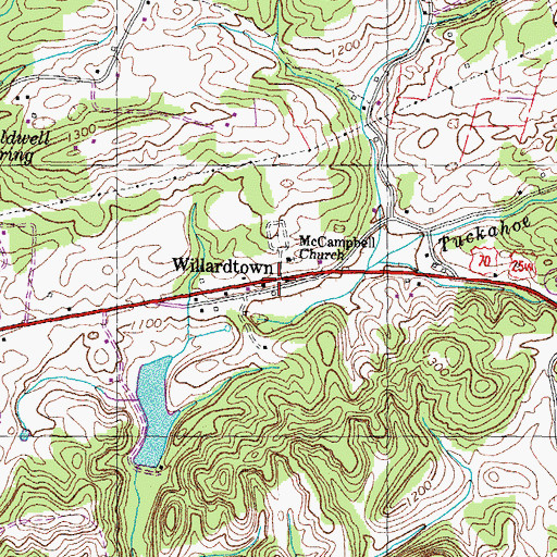 Topographic Map of Woolardtown, TN