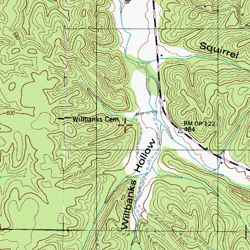 Topographic Map of Willbanks Cemetery, TN