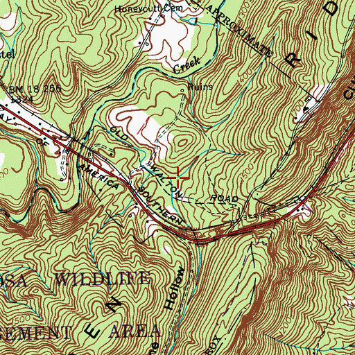 Topographic Map of Willet Hollow, TN