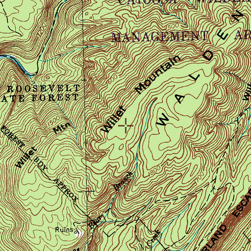 Topographic Map of Willet Mountain, TN
