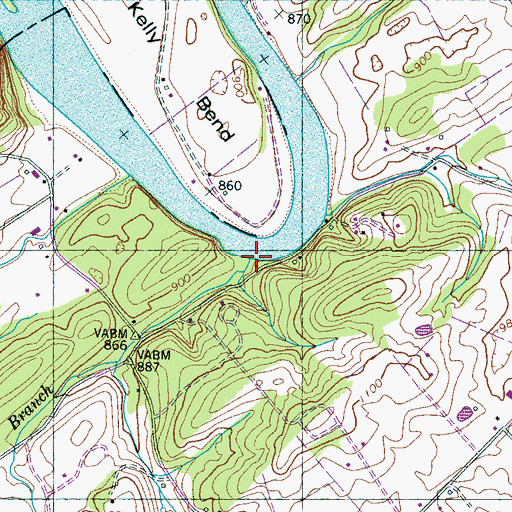 Topographic Map of Williams Branch, TN