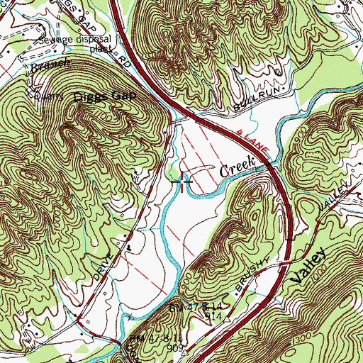 Topographic Map of Williams Branch, TN