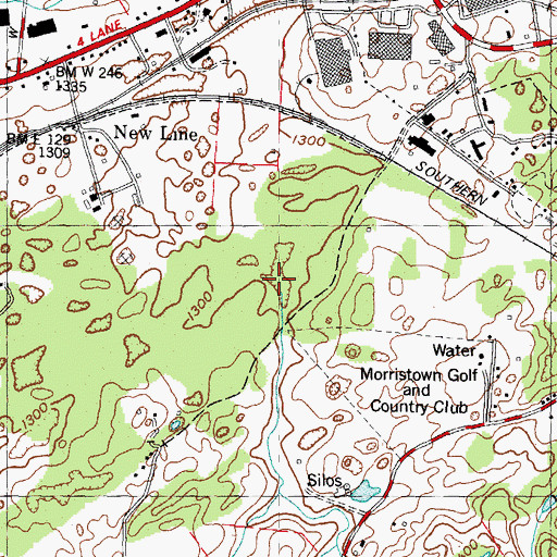 Topographic Map of Williams Branch, TN