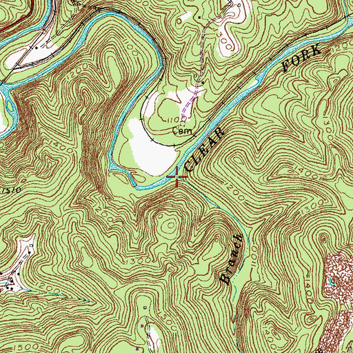Topographic Map of Williams Branch, TN