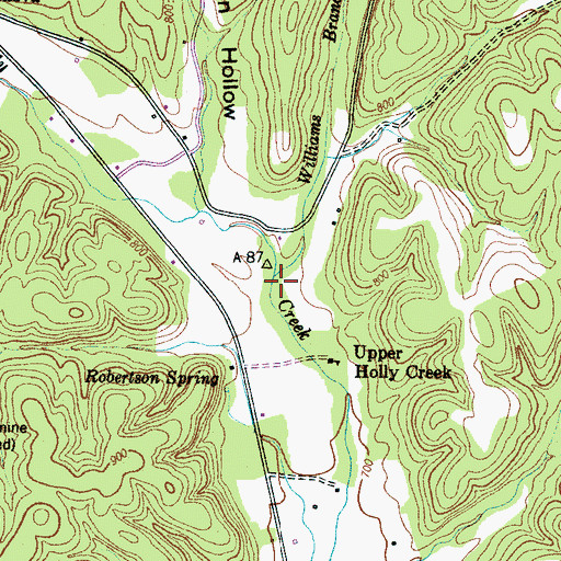 Topographic Map of Williams Branch, TN