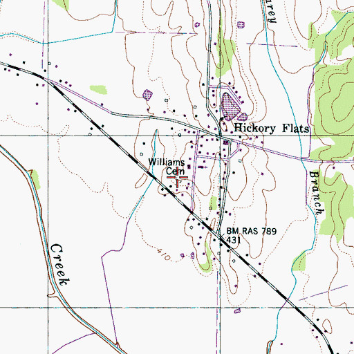 Topographic Map of Williams Cemetery, TN