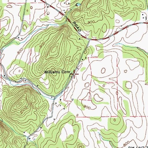 Topographic Map of Williams Cemetery, TN