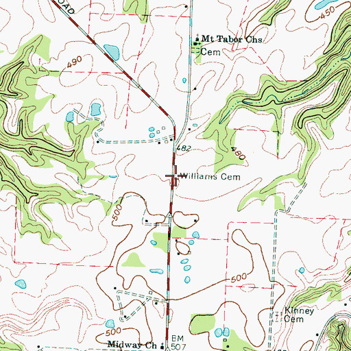 Topographic Map of Williams Cemetery, TN