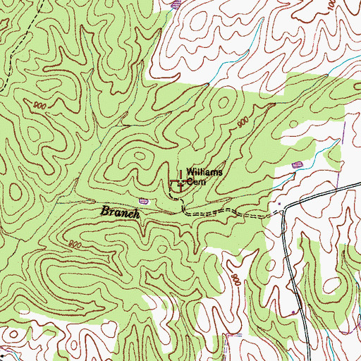 Topographic Map of Williams Cemetery, TN