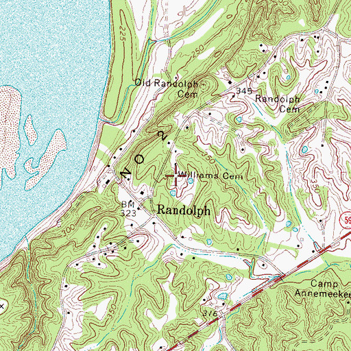 Topographic Map of Williams Cemetery, TN