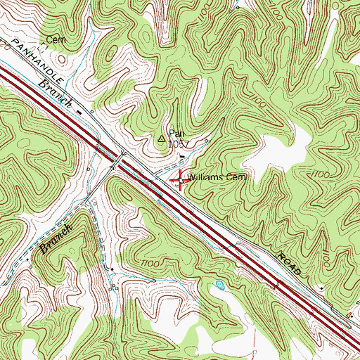 Topographic Map of Williams Cemetery, TN