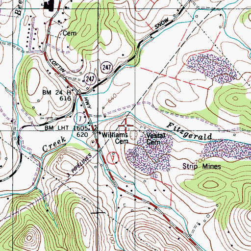 Topographic Map of Williams Cemetery, TN