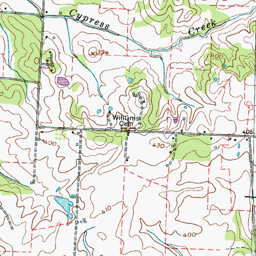 Topographic Map of Williams Cemetery, TN
