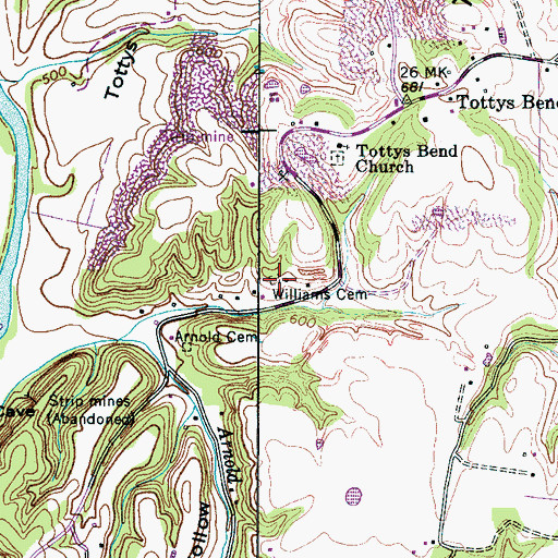 Topographic Map of Williams Cemetery, TN