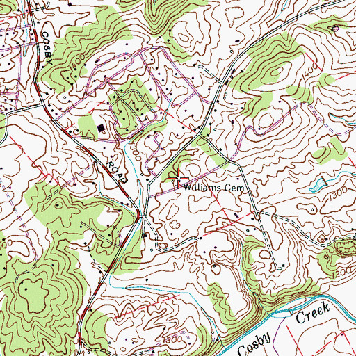 Topographic Map of Williams Cemetery, TN