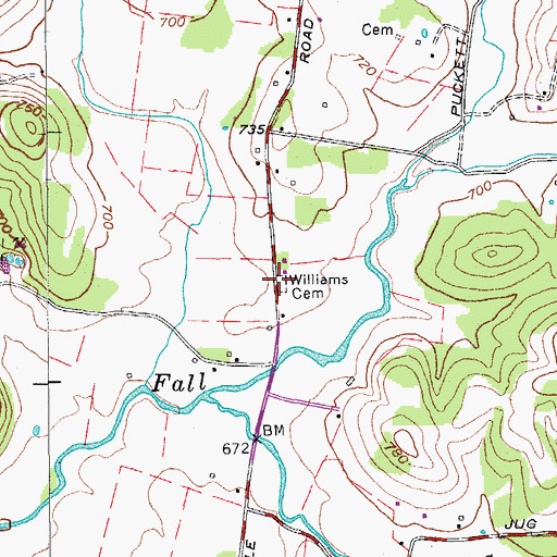 Topographic Map of Williams Cemetery, TN