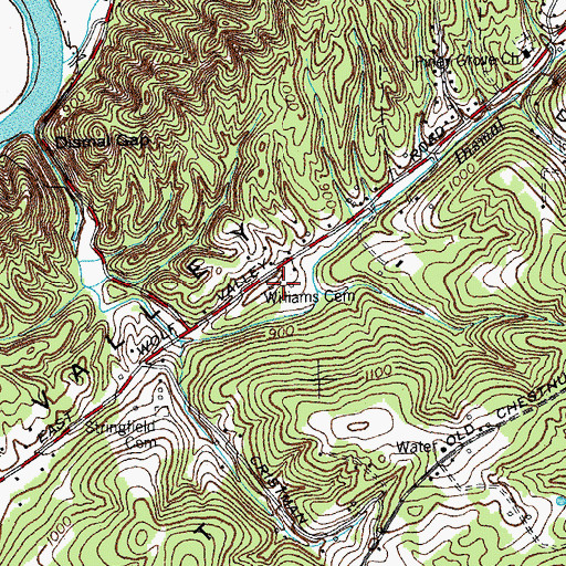Topographic Map of Williams Cemetery, TN