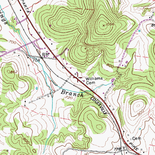 Topographic Map of Williams Cemetery, TN