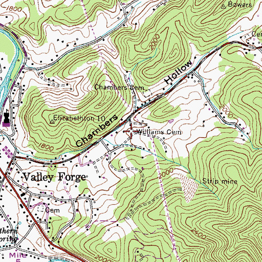 Topographic Map of Williams Cemetery, TN