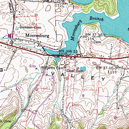 Topographic Map of Williams Cemetery, TN