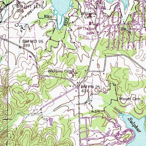 Topographic Map of Williams Cemetery, TN