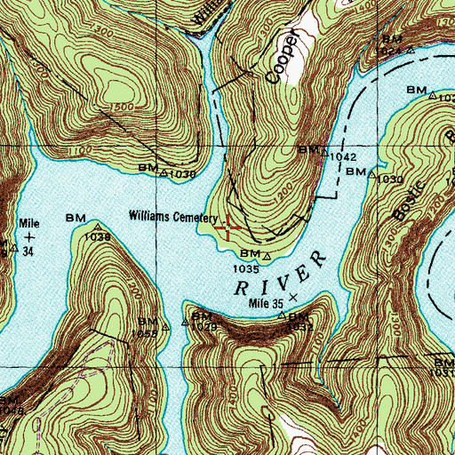 Topographic Map of Williams Cemetery, TN