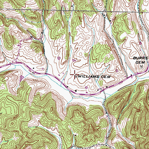 Topographic Map of Williams Cemetery, TN