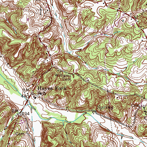 Topographic Map of Williams Cemetery, TN