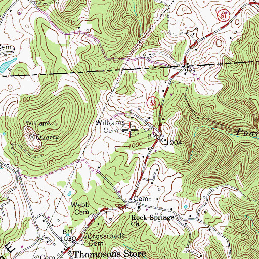 Topographic Map of Williams Cemetery, TN