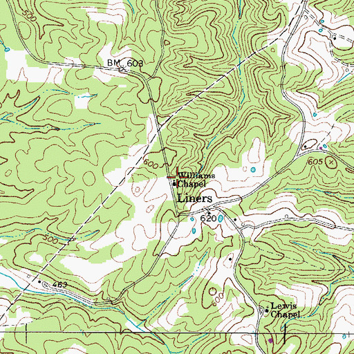 Topographic Map of Williams Chapel, TN